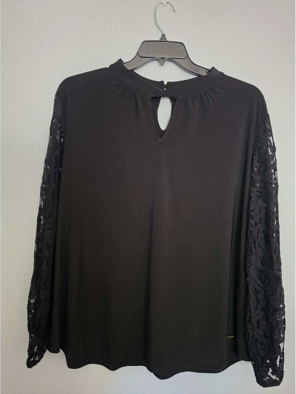 Anne Klein Black Lace Sleeve Knit Top Size 2X